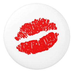Rode Glitter Kus Lippen Chic Kaptafel Lades Kast Keramische Knop