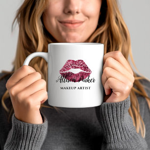 Rode Glitter Kus Lippen Zakelijke Visagist Koffiemok