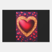 rode glitter met harten inpakpapier vel (Voorkant 2)