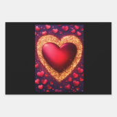 rode glitter met harten inpakpapier vel (Voorkant)