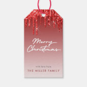 Rode Glitter Moderne Typografie Elegante Minimalis Cadeaulabel (Voorkant)