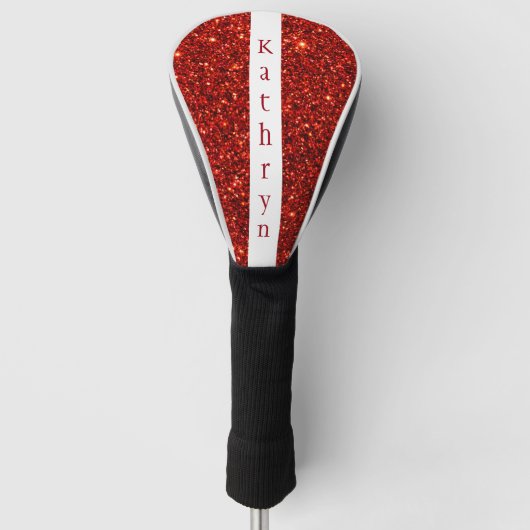 Rode Glitter Naam op Maat Golfheadcover (Voorkant)