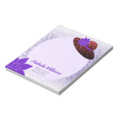 Rode glitter pet paarse lavendel notitieblok (Gedraaid)