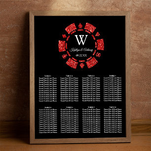 Rode Glitter Poker Chip Casino Bruiloft Poster