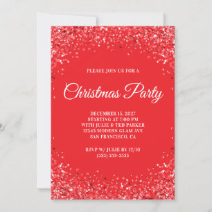 Rode Glitter Rand Kerstfeest Kaart