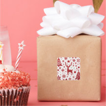 Rode Glitter Rendier Kerststicker