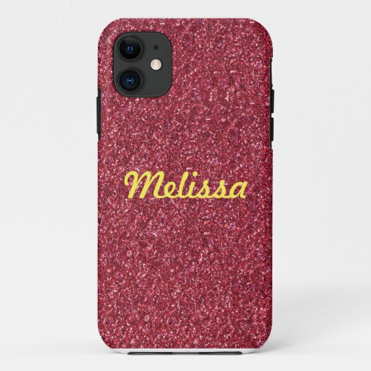 Rode glitter schittering met jouw naam Case-Mate iPhone case (Achterkant)