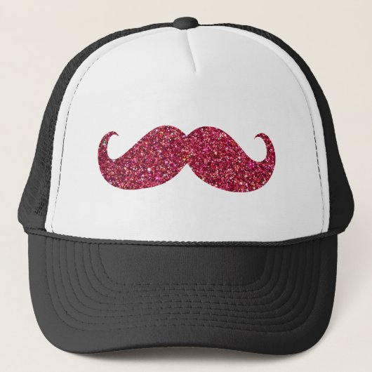 Rode Glitter Snor Trucker Pet (Voorkant)