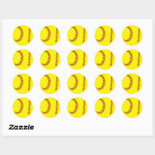 Rode glitter Softball Stiches Ronde Sticker (Vel)