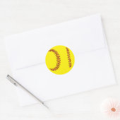Rode glitter Softball Stiches Ronde Sticker (Envelop)