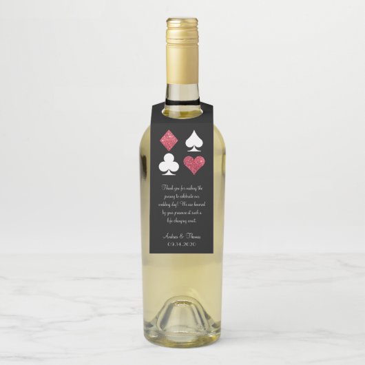 Rode Glitter Vegas Bruiloft Welkomstfles Label (Op fles)