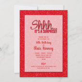 Rode Glitter VERRASSING Verjaardag Kaart (Voorkant)