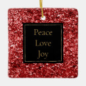 Rode Glitter Vrede Liefde Joy Keramisch Ornament (Voorkant)
