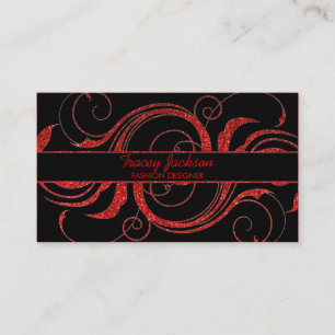 Rode glitter wervelingen aangepaste visitekaartjes