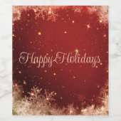 Rode glitterachtergrond met sneeuwvlokken wijn etiket (Enkel label)