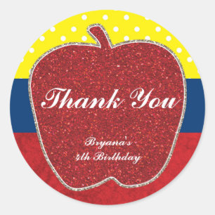 Rode Glitterappel Prinses Feest Favor Stickers