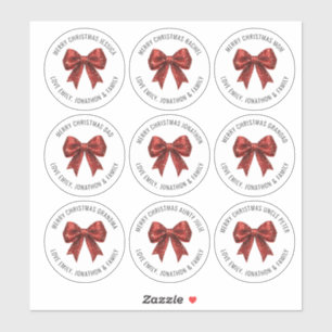 Rode glitterboog Individuele namen Vrolijk kerstfe Sticker