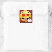Rode glitterige hartogen duimen omhoog emoji-Stick Vierkante Sticker (Tas)