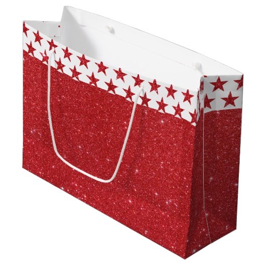 Rode glitters grote cadeautas (Voorkant Gekanteld)