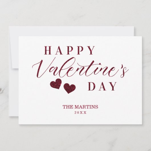 Rode Glitters Happy Valentijnsdag Harten Feestdagenkaart (Voorkant)