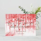 Rode Glitters Uitnodiging Om Mijn Bruidsmeisje Te (Staand voorkant)