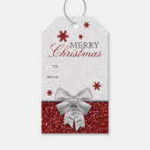 Rode Glittery Sneeuwvlokken Cadeaulabel (Voorkant)