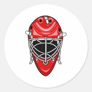 Rode Goalie Helm Ronde Sticker