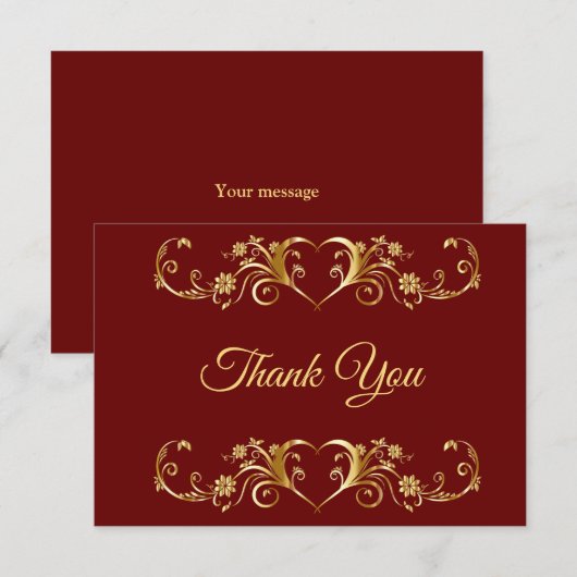 Rode Golden Geometric Elegant Wedding Bedankkaart (Voorkant / Achterkant)