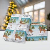 Rode Golden Retriever Dog Kerst Aangepaste tekst Cadeaupapier