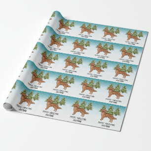 Rode Golden Retriever Hond Kerstmis Aangepaste Tek Cadeaupapier
