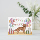 Rode Golden Retriever kleurrijke pastel verjaardag Briefkaart (Staand voorkant)