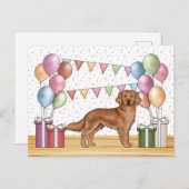 Rode Golden Retriever kleurrijke pastel verjaardag Briefkaart (Voorkant / Achterkant)