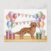 Rode Golden Retriever kleurrijke pastel verjaardag Briefkaart (Voorkant)