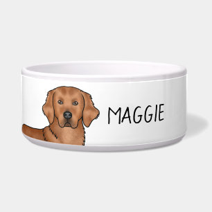 Rode Golden Retriever Mooie Hond En Aangepaste Naa Voerbakje