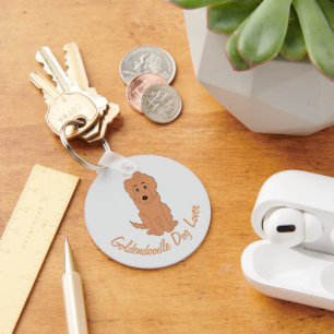 Rode Goldendoodle Hond Design Elke Kleur Achtergro Sleutelhanger