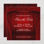 Rode gordijn Save the Date aankondiging (Voorkant / Achterkant)