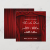 Rode gordijn Save the Date-aankondiging Date (Voorkant / Achterkant)