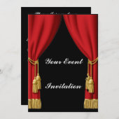 Rode gordijn uitnodiging (Voorkant / Achterkant)