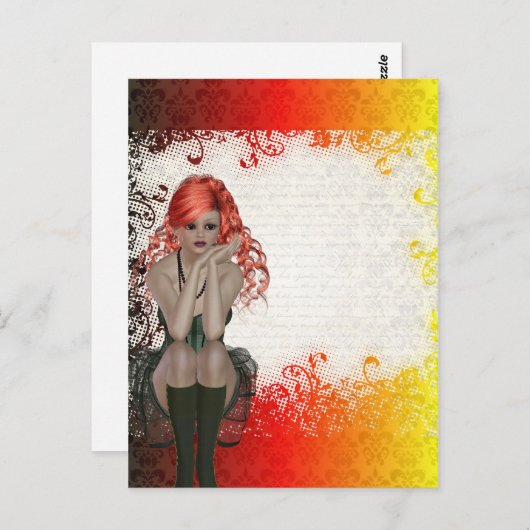 Rode gothic briefkaart (Voorkant / Achterkant)