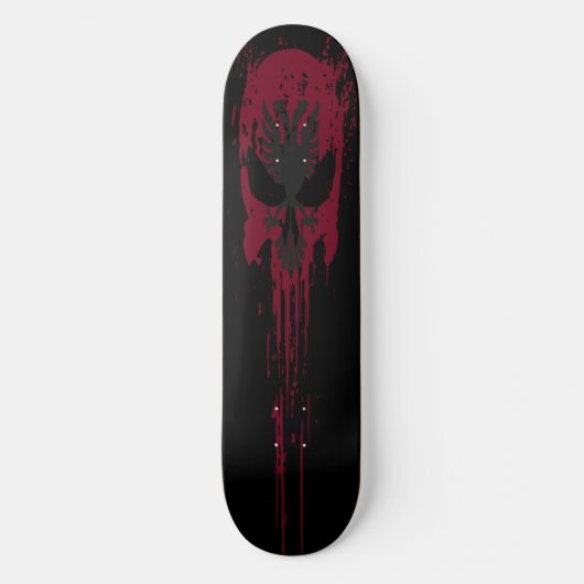 Rode gotische schedel thema skateboard (Voorkant)