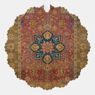 Rode Goud Kashan Tapijt Perzisch Aziatisch Ornament Kaart