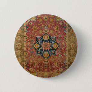 Rode Goud Kashan Tapijt Perzisch Aziatisch Ronde Button 5,7 Cm