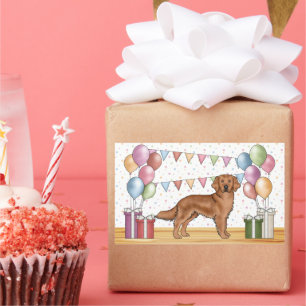 Rode Goud Retriever Hond Kleurrijke Pastel Verjaar Rechthoekige Sticker