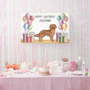 Rode Goud Retriever Hond Kleurrijke Pastel Verjaar Spandoek