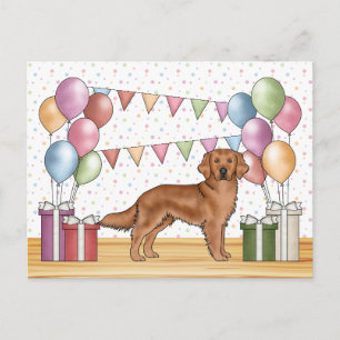 Rode Goud Retriever Kleurrijke Pastel Verjaardag Briefkaart