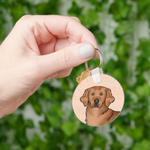 Rode Goud Retriever Schattige Cartoon Hond Portret Sleutelhanger