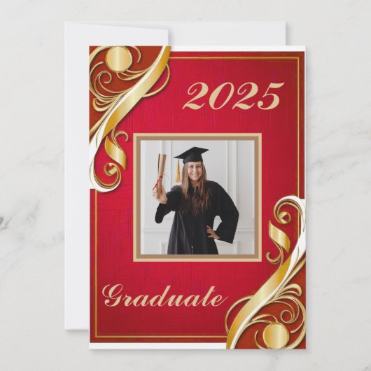 Rode Goud Witte Afstuderen Kaart (Voorkant)