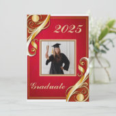 Rode Goud Witte Afstuderen Kaart (Staand voorkant)