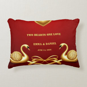 Rode Goud Zwaan Bruiloft Couple Decoratie 💍 Accent Kussen