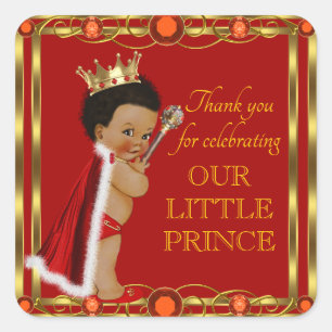 Rode Gouden Afro Prins Jewel Baby Shower Stickers